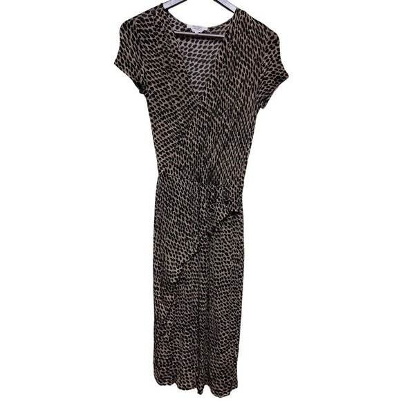 MaxMara Dresses & Skirts - Max Mara Women's Brown Leopard VNeck Wrap Front Dress Size 40 Medium Italy